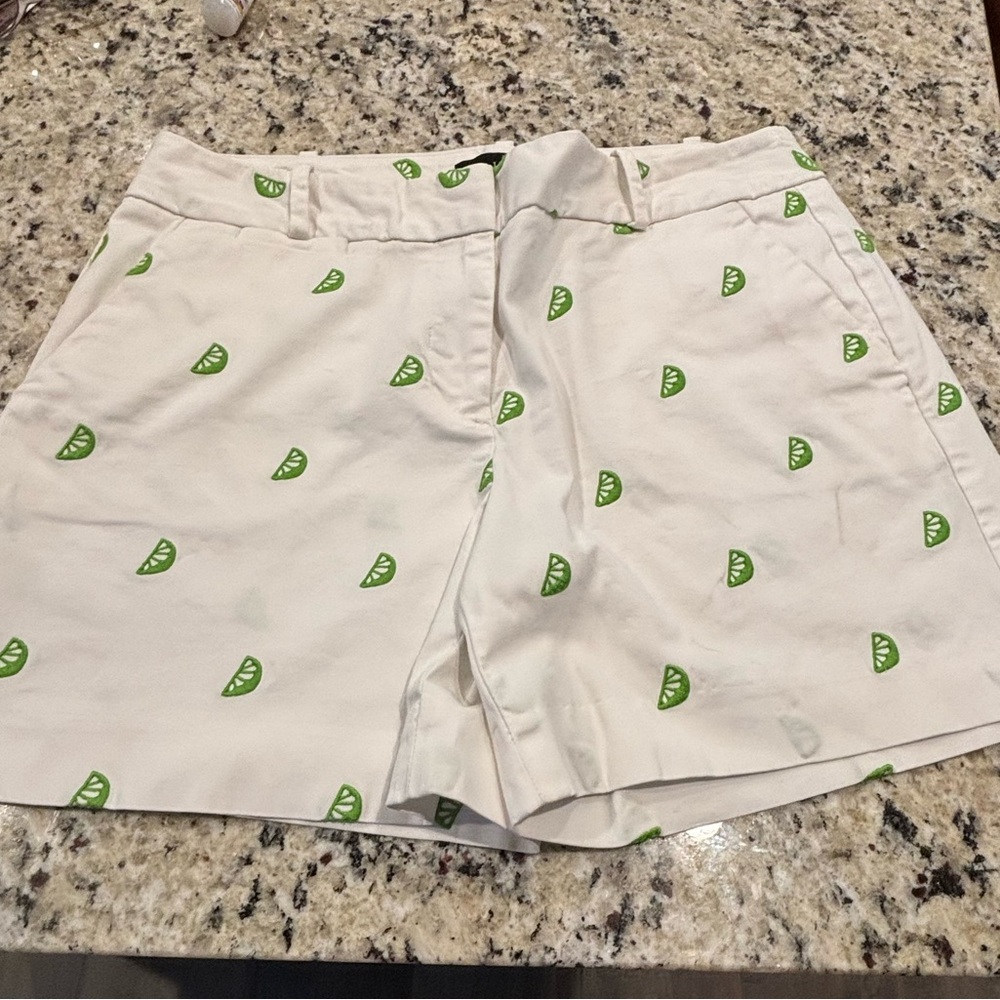Talbots White Shorts with Green Lime Motif